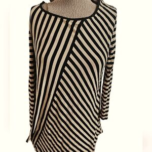 Cable & Guage black and Tan stipped long sleeve top size S